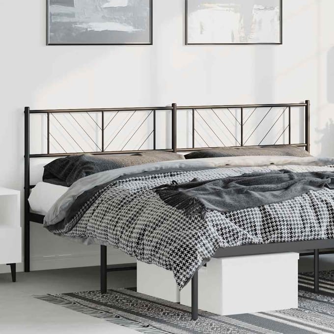 vidaXL - Vervangend - hoofdbord - 193 - cm - metaal - zwart