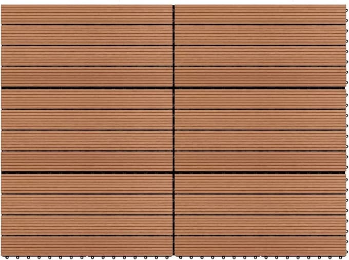 Terrastegels Hout-Kunststof Composiet 1m² Eenvoudige Montage Bruin