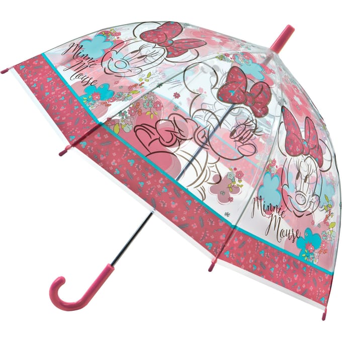 Undercover kinderparaplu Minnie Mouse roze transparant regenaccessoire.