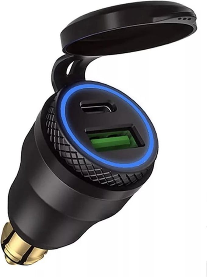 12V USB-C-adapter, DIN-stekker - opladeradapter - snelladen - behuizing van aluminiumlegering
