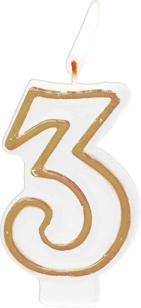 Folat - Kaars cijfer 3 simply chique gold 9 cm