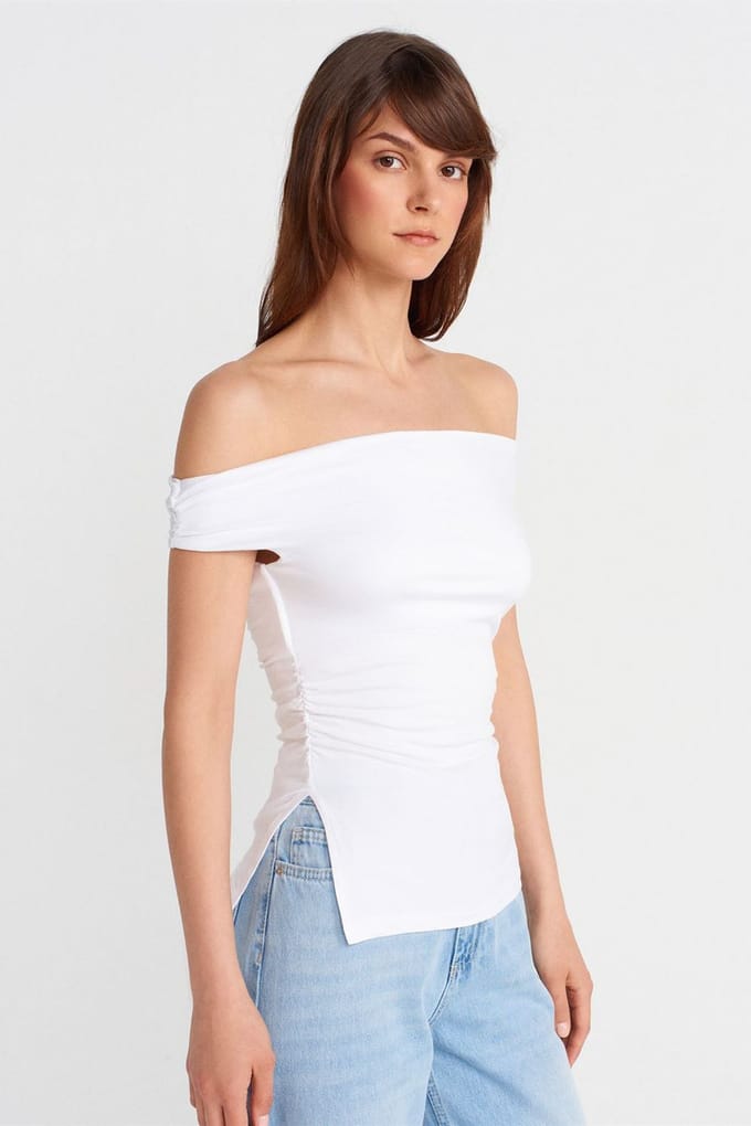 Dames Off-shoulder Slim-fit Jersey Blouse