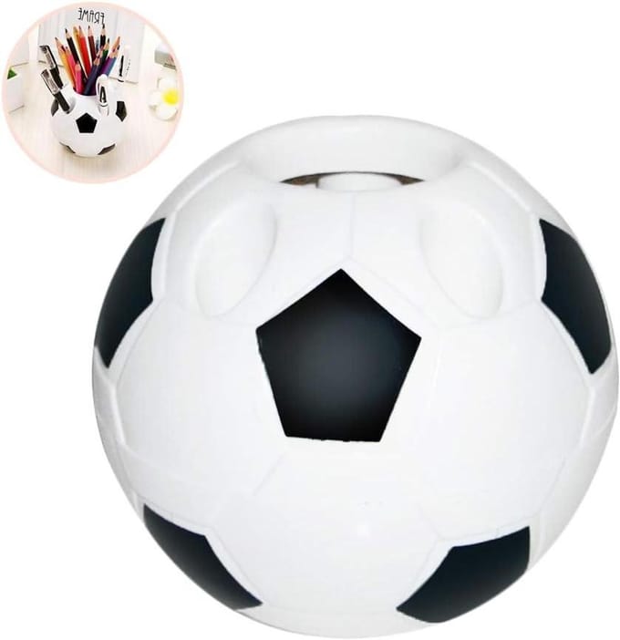 Voetbal Pennenhouder - Bureau Organizer - Bureau Opbergen - Voetbal Design - 10.5 cm - Zwart/Wit