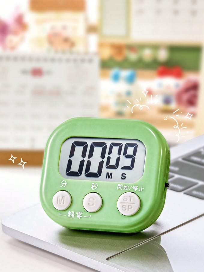 1 stuks Multifunctionele Elektronische Timer, Magnetische Digitale Timers, Groot LCD-Display De Luid/Stil Schakelaar Afteltimer 10pcs/Random Cartoon 3D Patches