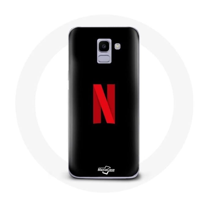 Hoesje voor Samsung Galaxy A6 2018 Rood logo zwarte achtergrond