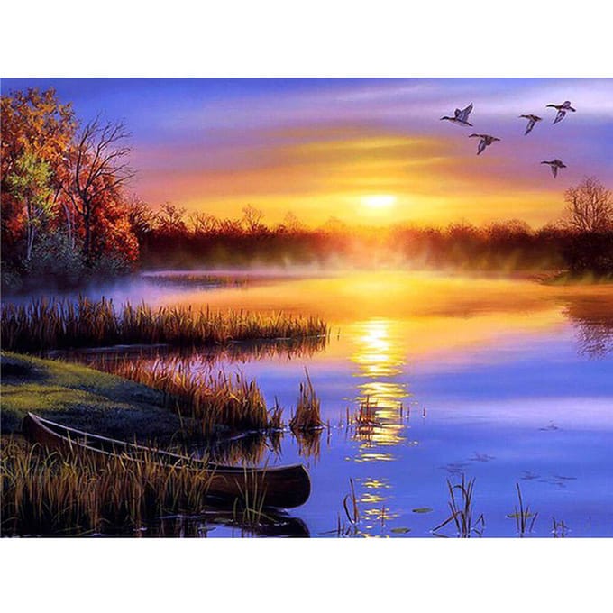 Broderie Diamant Paysage Strass Peinture Diamant Scène Image Strass 20X30CM orange