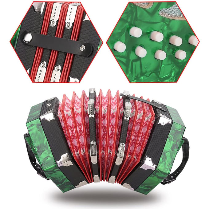 Professionele 20-knops Accordeon Concertina Muziekinstrument (Rood) red
