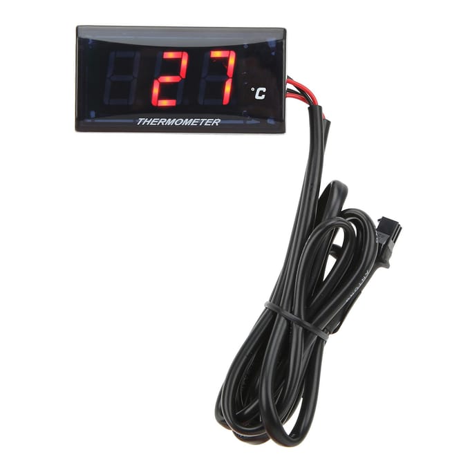 Digitale watertemperatuurmeter voor motorfietsen, ultradun DC 12V LCD met 22 mm sensoradapter voor de meeste rood