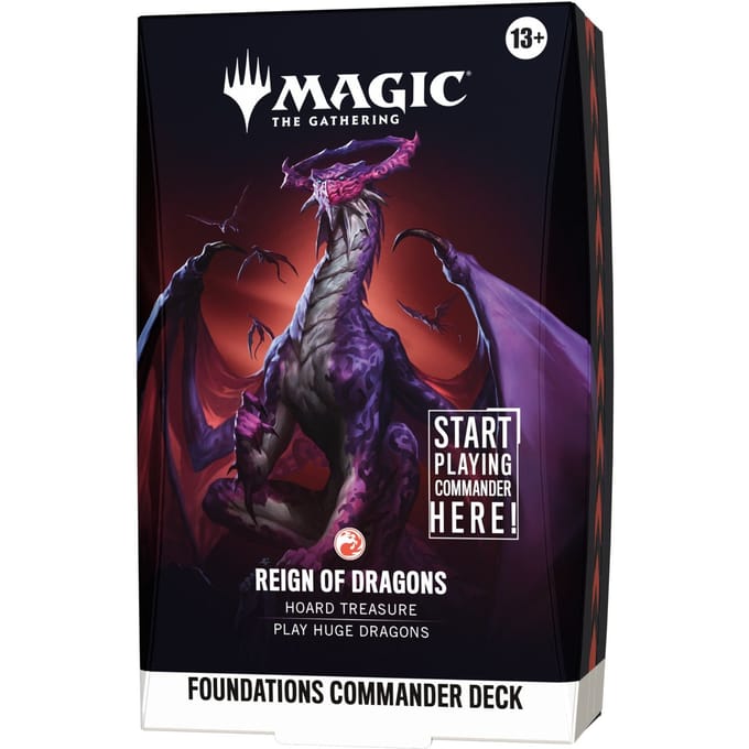 Magic: The Gathering Foundations Commander Deck - Reign of Dragons | 100-Card Starter Commander Deck + Accessories