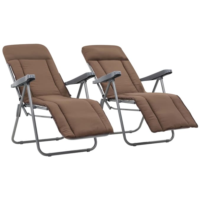 vidaXL - Opklapbare - stoelen - met - kussens, - 2 - stuks, - bruin