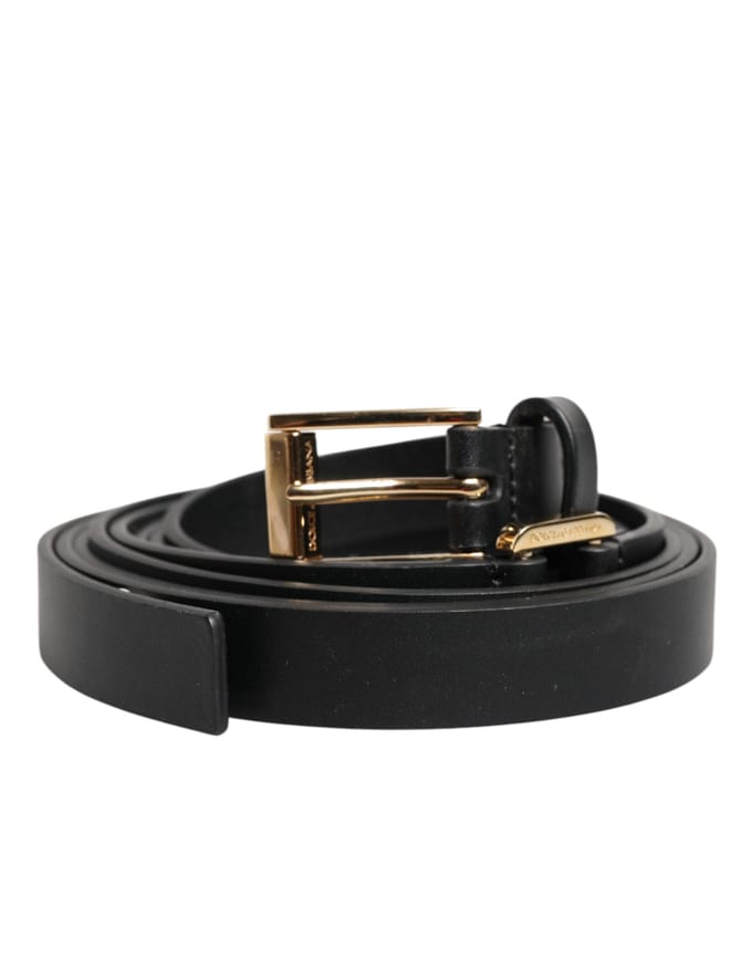 Dolce & Gabbana Zwarte Dubbele Band Leren Gouden Gesp Riem