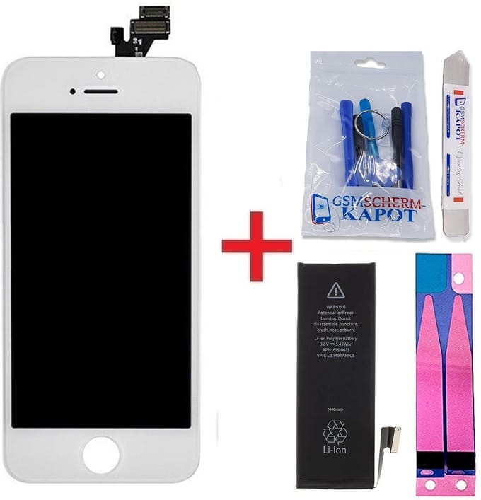 LCD Scherm + Batterij Geschikt voor iPhone 5 – Premium – Wit
