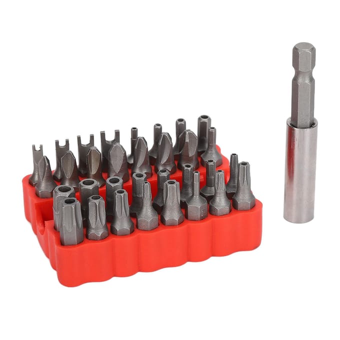 33 Delen Veiligheidsschroef Zeskant Bit Set Chroom Vanadium Staal 1/4 inch Schacht voor Voertuig Computer