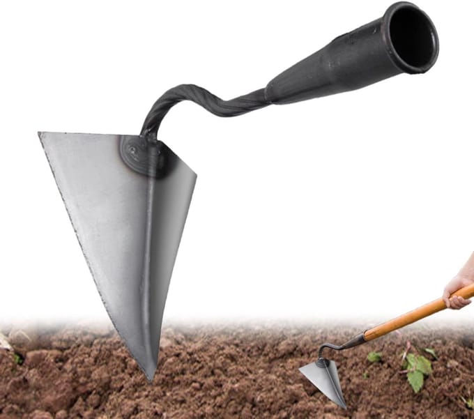 Tuingereedschap Schoffel - Onkruidsteker - Tuinonderhoud - Ergonomisch Driehoekig - 21 cm - Zilver