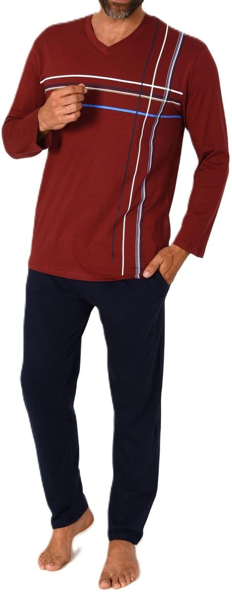 Elegante herenpyjama met lange mouwen en frontprint - ook in oversizes
