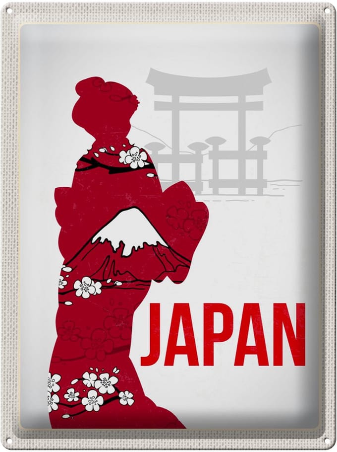 Blechschild Reise 30x40cm Japan Asien Traditioneller Kimono Kleid