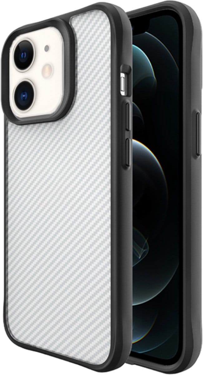 Smartphonica Carbon Fiber Hoesje voor iPhone 12 Mini - Transparant geschikt voor iPhone 12 Mini