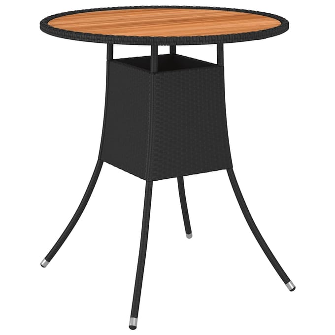 vidaXL - Tuintafel - Ø70 - cm - poly - rattan - en - massief - acaciahout - zwart