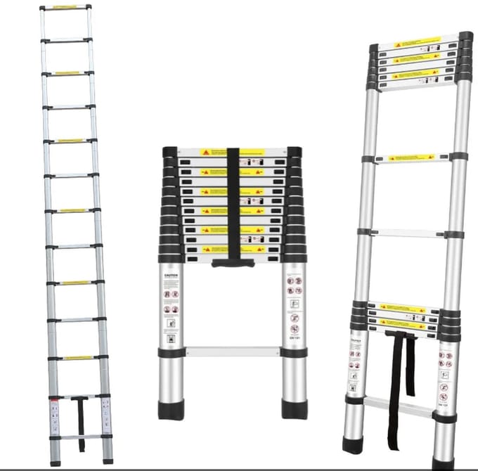 HMWR Aluminium telescopische ladder met antislip voet - 3,8M