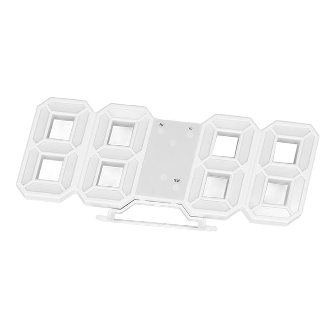 3D LED Wandklok Minimalistisch Wit Frame Digitale Wandwekker Timer met Temperatuur voor Thuis white