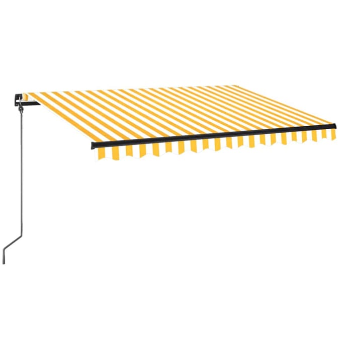 vidaXL - Luifel - handmatig - uittrekbaar - met - LED - 350x250 - cm - geel - en - wit