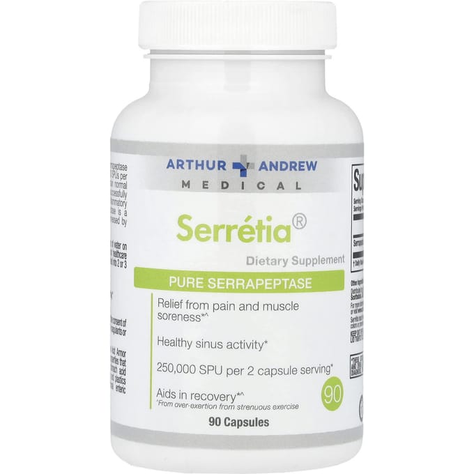 Serretia, pure serrapeptase, 250.000 Spu, 90 capsules (125.000 SPU per capsule)