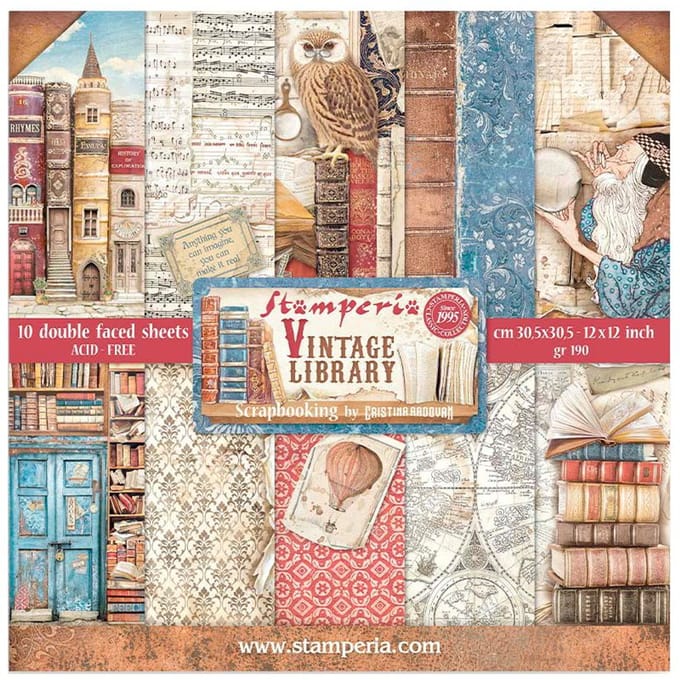 Stamperia - Vintage Library 12x12 Inch Paper Pack (SBBL132)