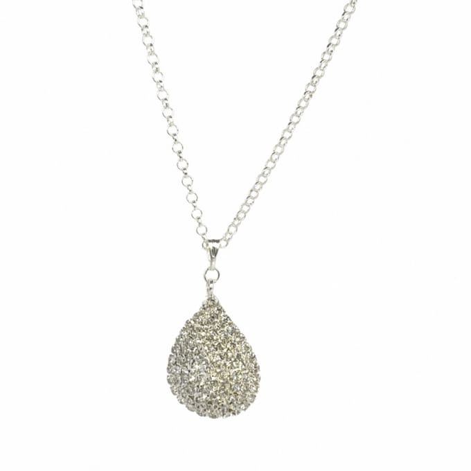 Ketting-Strass-Druppel-Zilverplating - Charme Bijoux