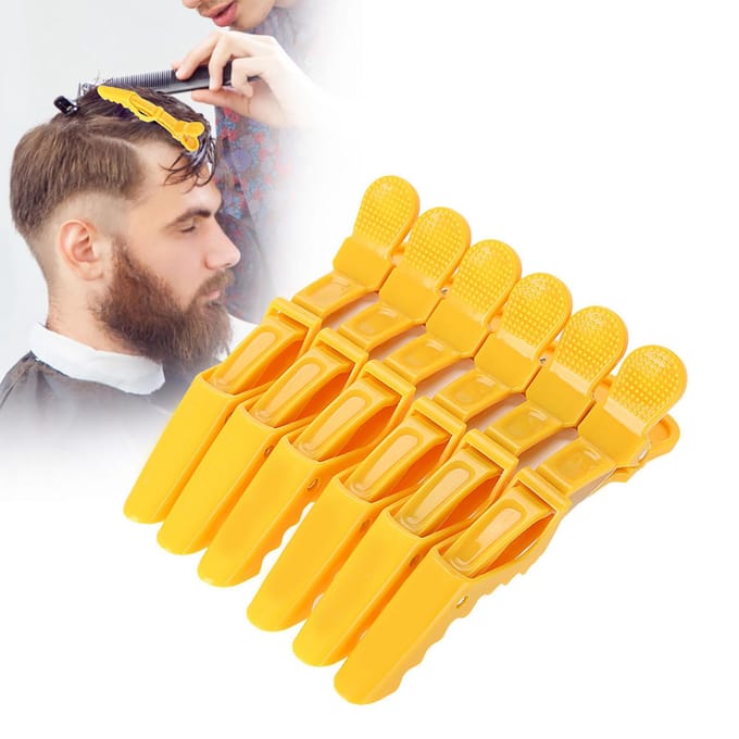 6 stuks krokodillenhaarspeldjes, antislip, enkele punt, haarsectie, klauwsluitingen, geel