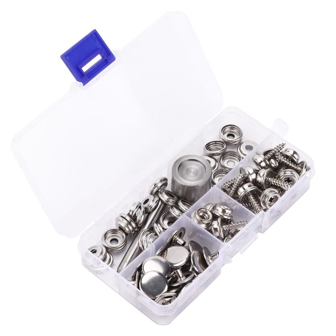 Drukknoop Set RVS Canvas Bootkap Knoop Metaal Schroef Klinknagel Gesp Gereedschap gray
