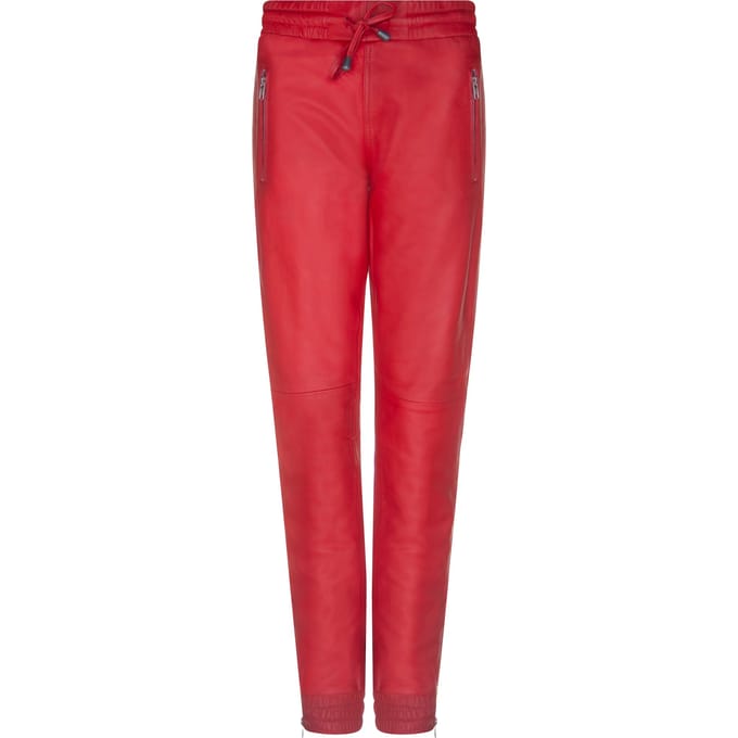 Joggingbroek van rood nappaleer voor dames