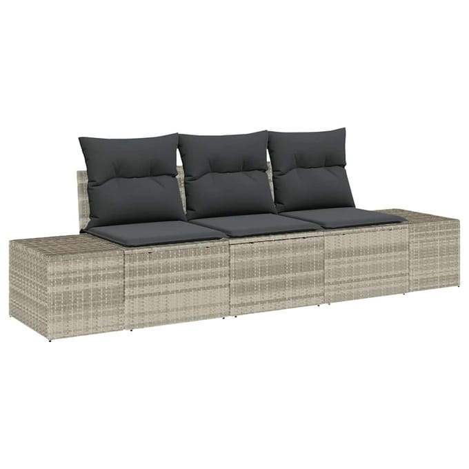 vidaXL Bankstel 3 st Lichtgrijs poly rattan