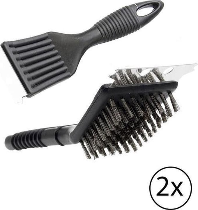 Barbecue borstel - bbq schoonmaken met schraper - set van 2 stuks