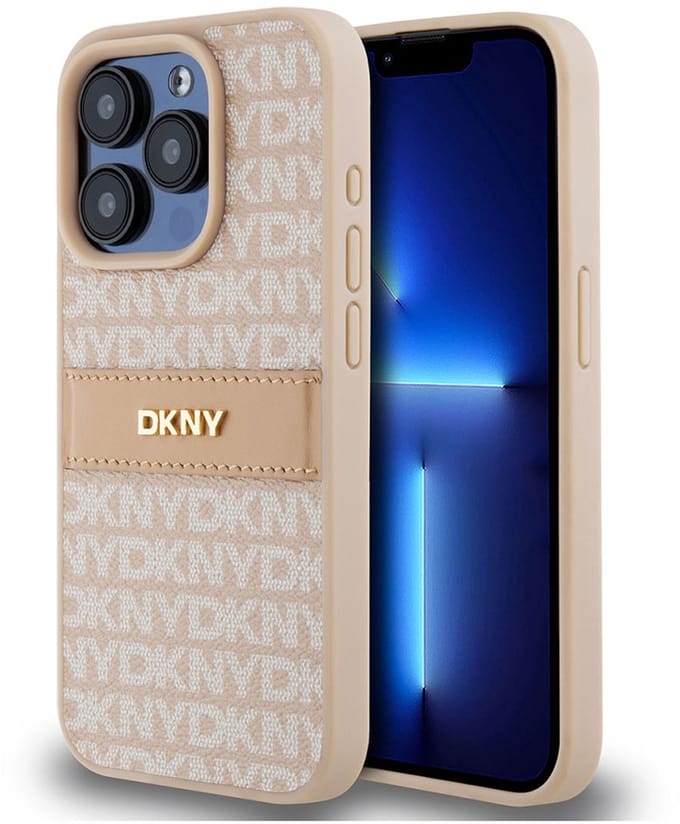 DKNY Textured Tonal Stripe Back Case - Geschikt voor Apple iPhone 14 Pro Max (6.7") - Roze
