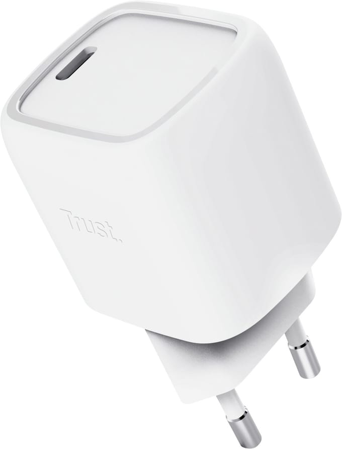Trust Maxo 30W USB‑C GaN Charger – Compacte Snellader - Met USB‑C‑poort - voor Smartphone, Laptop & Tablet - Wit