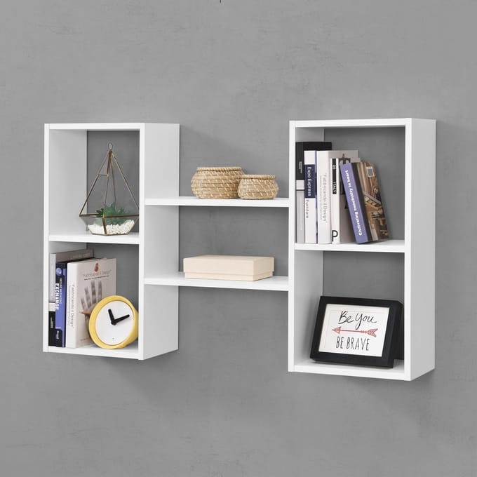 Wandplank Lillesand 4 vakken en 2 planken 101x18x60 cm wit