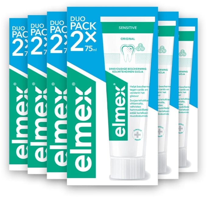 Elmex - Tandpasta Sensitive Duopack - 6 x 2 x 75 ml - Voordeelverpakking