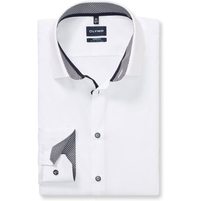 OLYMP No. 6 Six super slim fit overhemd - mouwlengte 7 - popeline - wit - Strijkvriendelijk - Boordmaat: 43