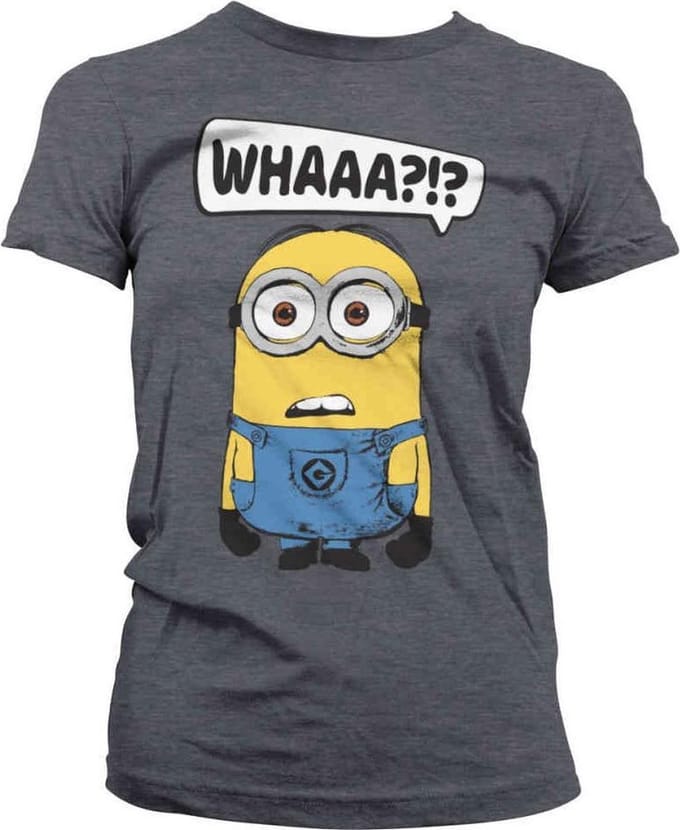 Minions Dames Tshirt -S- Whaaa?!? Grijs