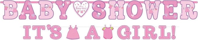 Amscan Babyshower Slingers 'it's A Girl!' 256 En 182 Cm 2 Stuks Roze