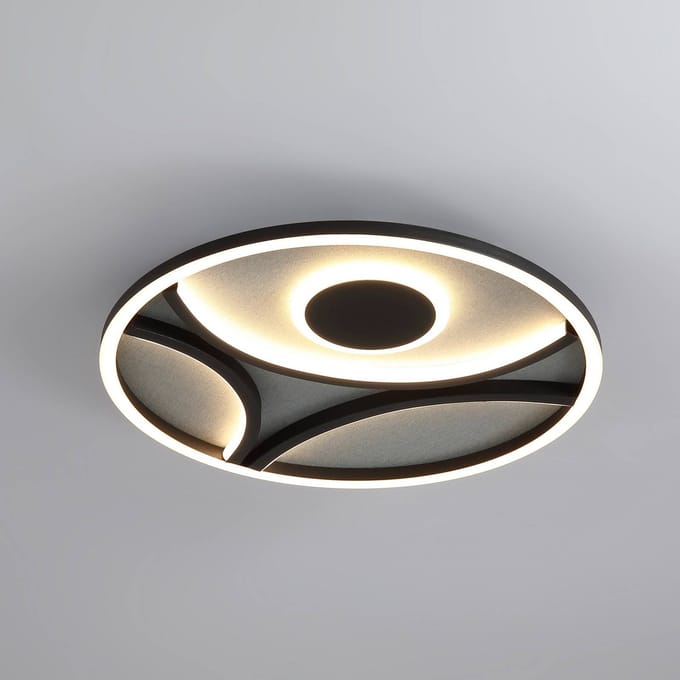 Searchlight LED plafondlamp Zendisc, motief halve cirkel, Ø 39 cm, zwart