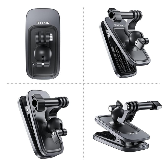 TELESIN Rugzakriemklem Magnetische draaibare clip voor camera 360 graden draaibare verstelbare riembevestiging Snel zwart