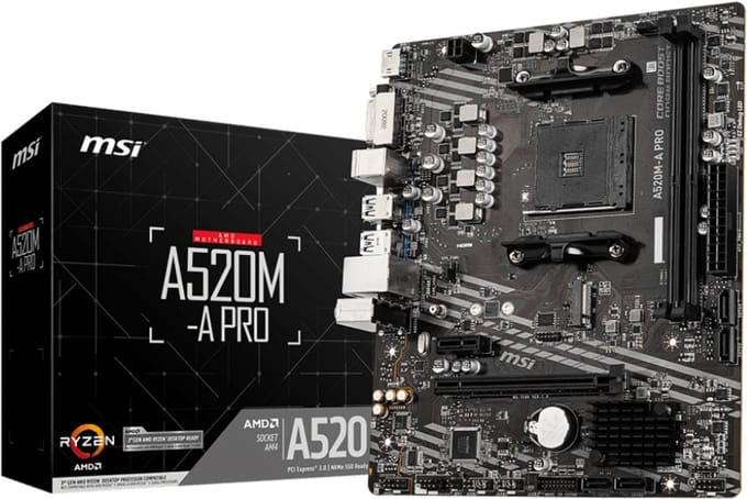 MSI A520M-A PRO Moederbord - AMD A520 - AMD AM4 - DDR4 RAM - Micro-ATX