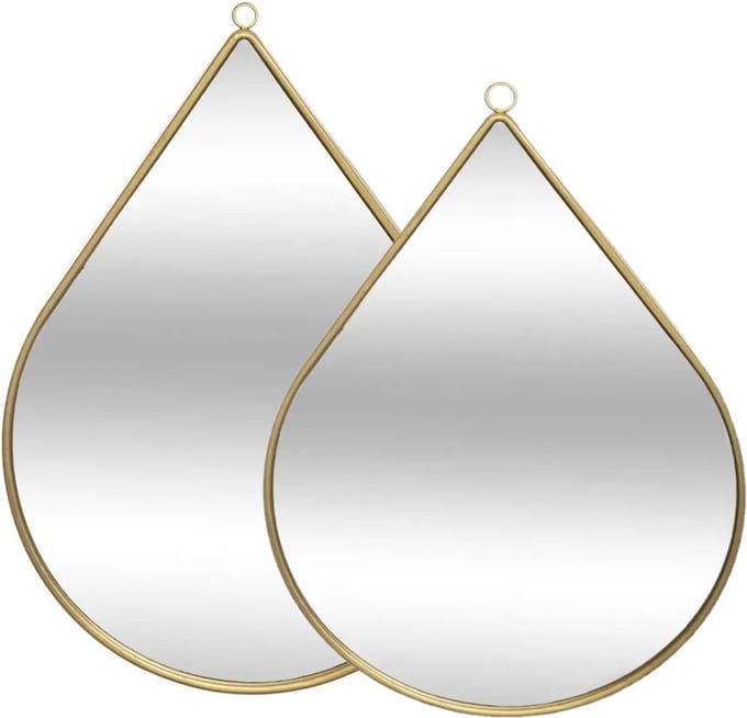 Set van 2x spiegels/wandspiegels druppel metaal goud - Woondecoratie/accessoires