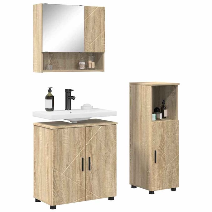 vidaXL - Badkamermeubel - Set - 3 - st - Sonoma - Eik - 61 - x - 35 - x - 64 - cm