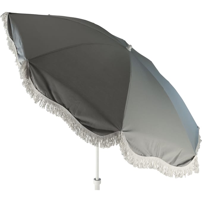 Jan Kurtz Retro parasol met franjes - lichtgrijs