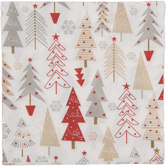 Clayre & Eef Servetten Papier Set van 20 33x33 cm Wit Papier