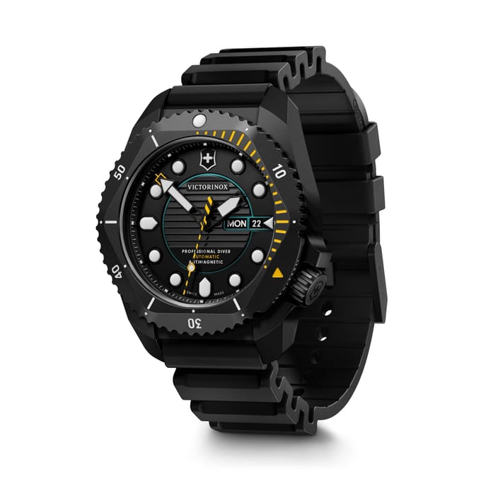 VICTORINOX DIVE PRO Horloge Automatische Opwinding Zwarte PVD Behandelde Titanium Kast Zwarte Wijzerplaat Zwarte Rubberen Band Waterdicht Horloge Automatisch Analoog Merk