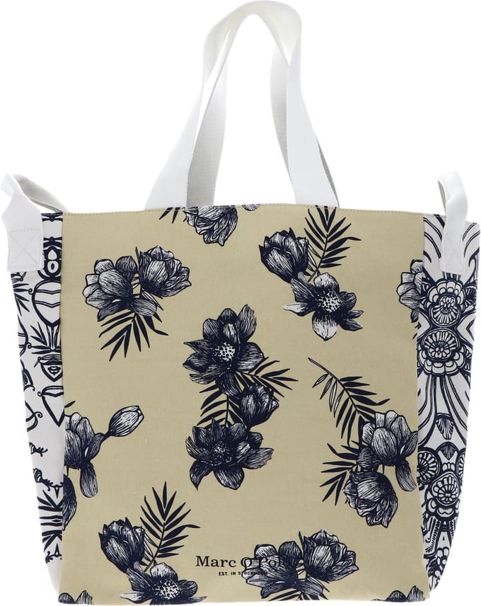 Marc O'Polo Schoudertas Mareen Shopper M13 / Vanilla Flower Geel Wit