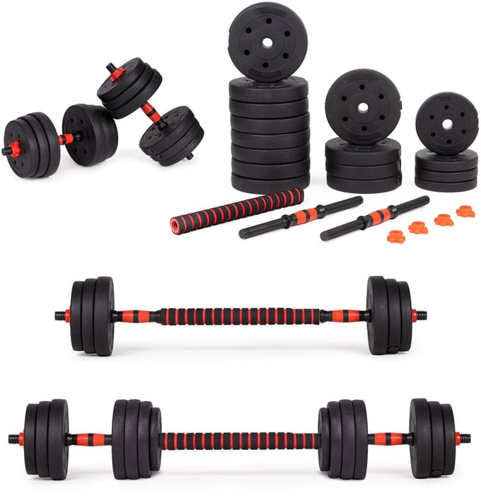 Dumbbell Set - Halterset - 40 kg - Verstelbaar - Zwart/Rood - Kunststof